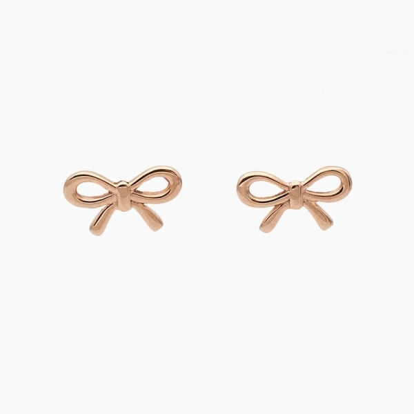 Pendientes oro rosa de primera ley. Diseño en forma de lazo. Cierre de presión.