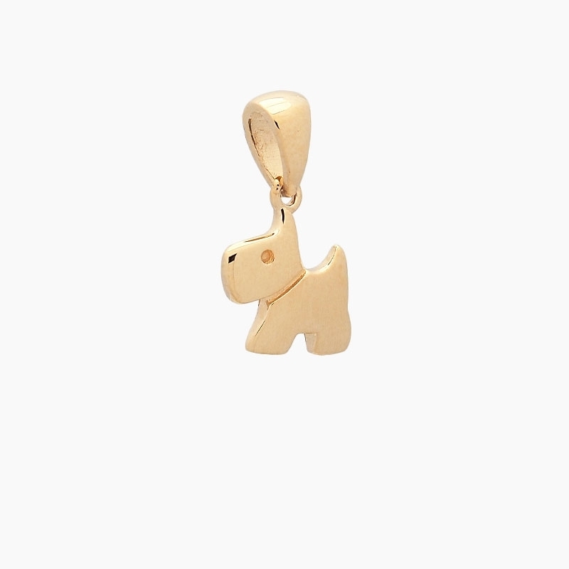 Colgante con forma de perrito realizado en oro amarillo de primera ley 2