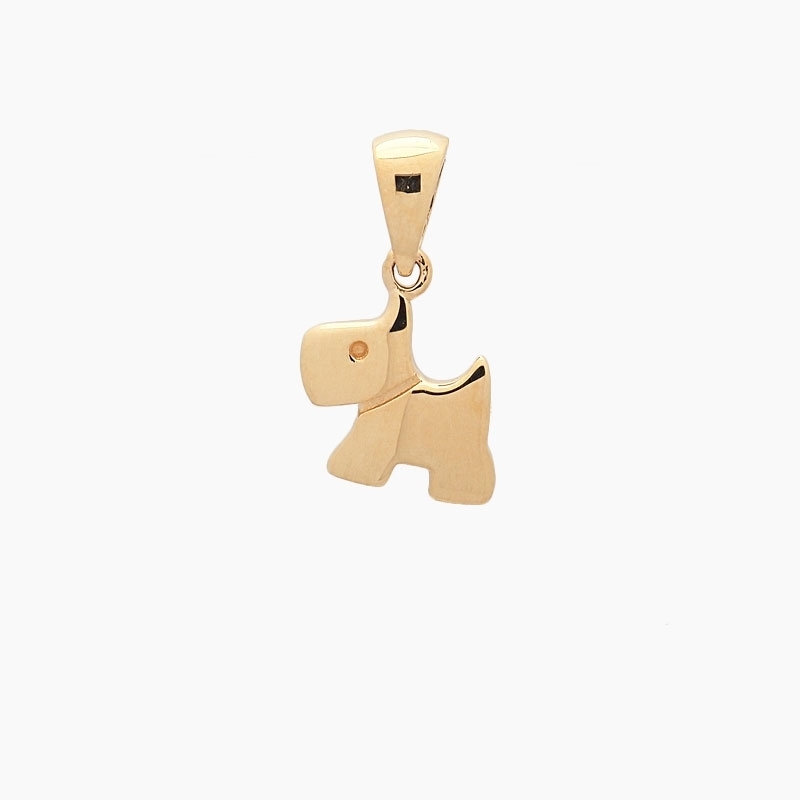 Colgante con forma de perrito realizado en oro amarillo de primera ley