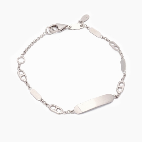 Pulsera esclava para bebé realizada en oro blanco de primera ley