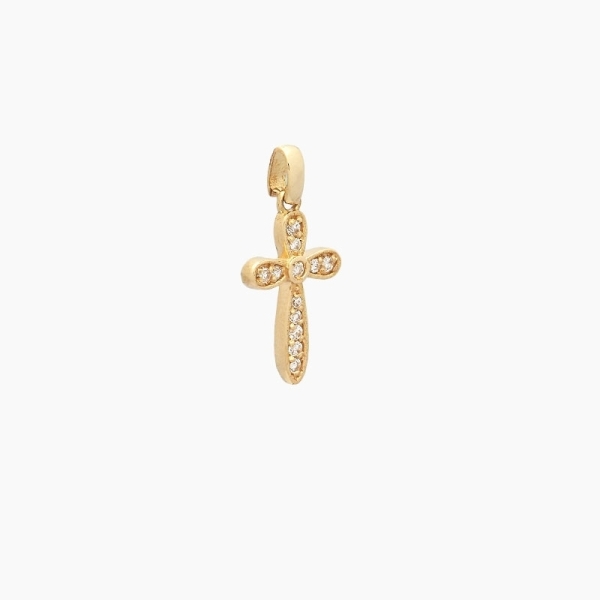 Cruz con circonitas realizada en oro amarillo de primera ley