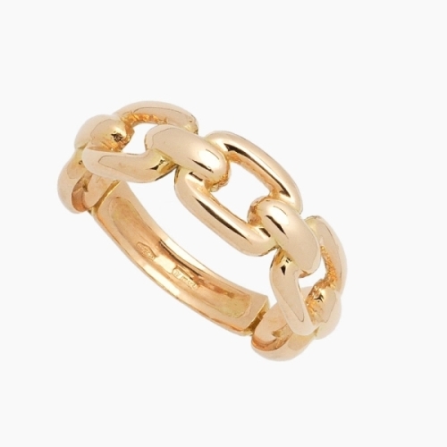 Sortija de eslabones de cadena realizada en oro amarillo de primera ley