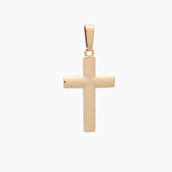 Cruz latina de diseño clásico bombé realizada en oro amarillo de 18 ct