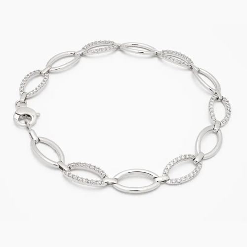 Pulsera de diseño elegante realizada en oro blanco y circonitas Pulsera de diseño elegante realizada en oro blanco y circonitas