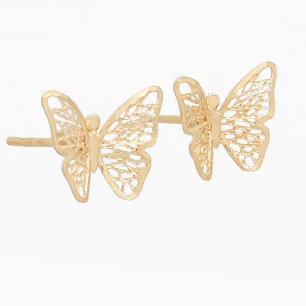 Pendientes con forma de mariposas realizados en oro amarillo de primera ley. Cierre de presión