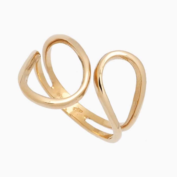 Sortija maciza con diseño olas, realizada en oro amarillo de primera ley