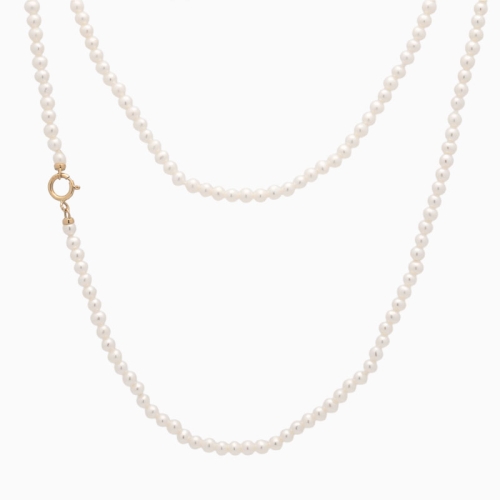 Collar largo de mini perlas y oro amarillo