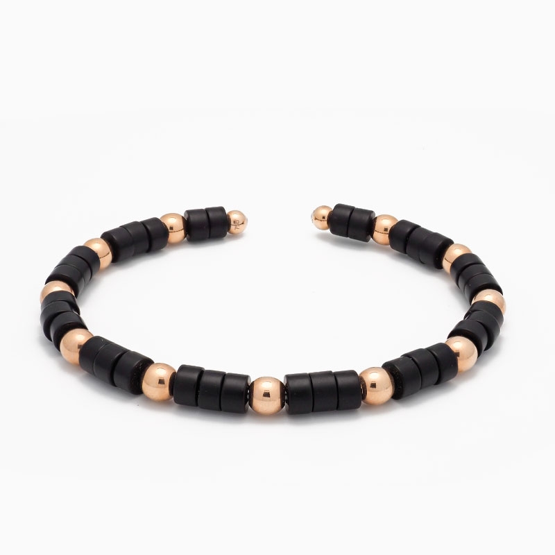 Pulsera onix y oro rosa
