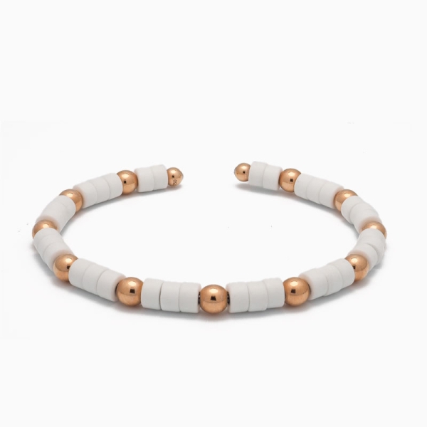 Pulsera ágata blanca y oro rosa