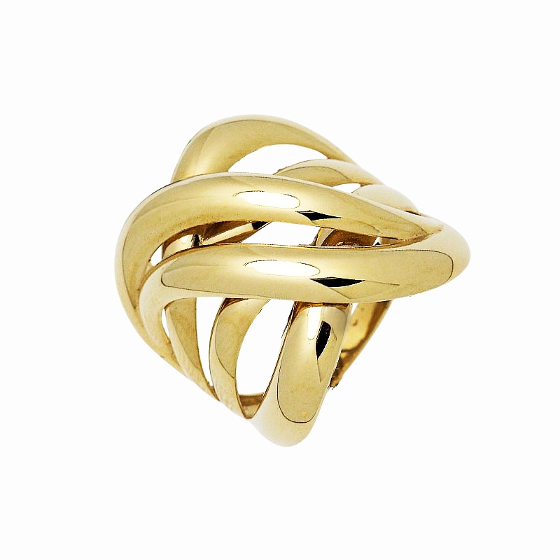 Sortija ancha cruzada en oro amarillo