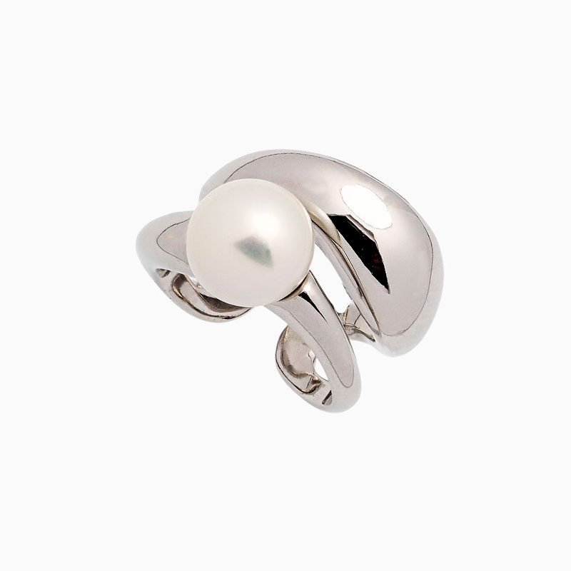 Sortija doble en plata de ley y perla