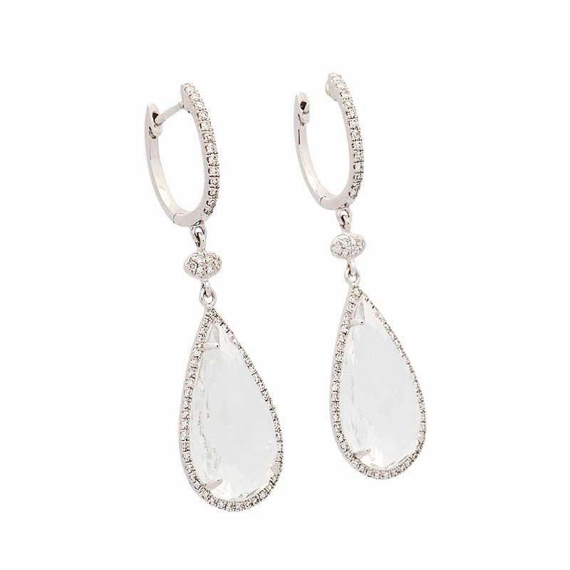 Pendientes largos con diamantes en oro blanco 2