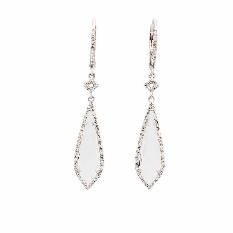 Pendientes largos con diamantes en oro blanco