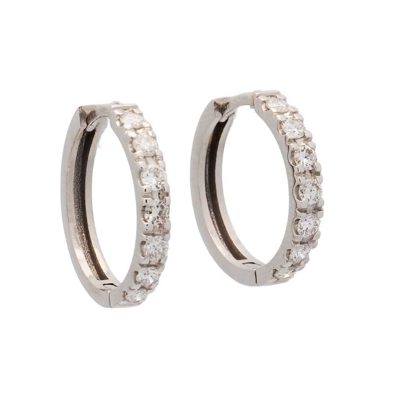 Pendientes de aro con diamantes en oro blanco 2
