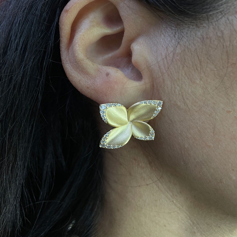 Pendiente "daphne" en plata de ley con baño de oro 2