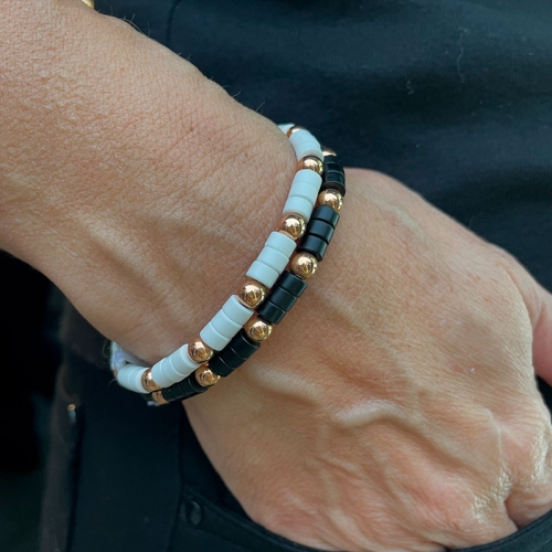 Pulsera onix y oro rosa