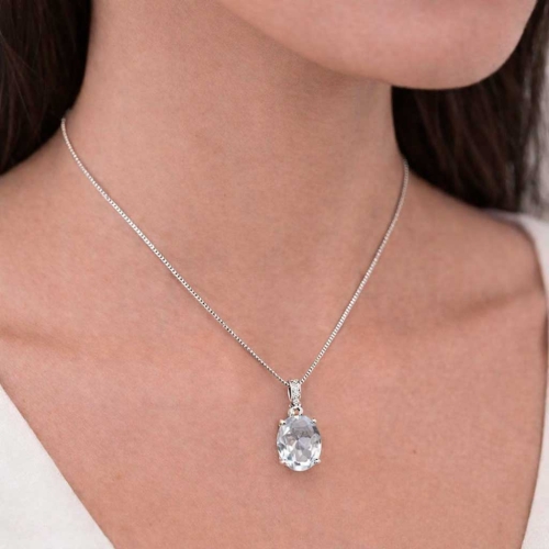 Colgantes de aguamarina con diamantes en oro blanco