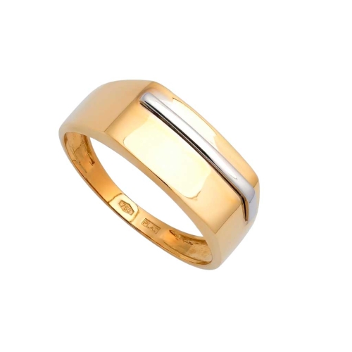 Anillo sello en oro amarillo y blanco