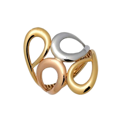 Sortija ancha en oro tricolor