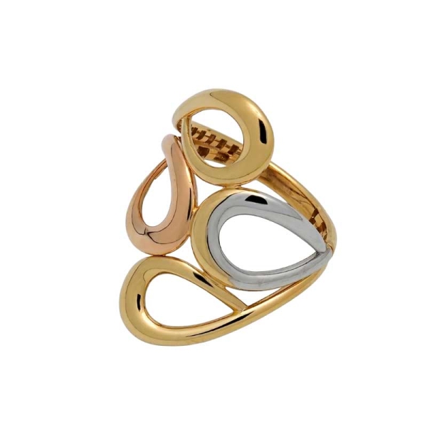 Sortija ancha en oro tricolor