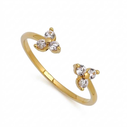 Sortija abierta de oro amarillo y circonitas