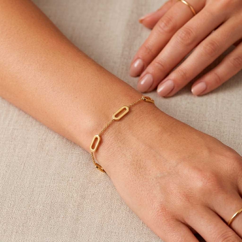 Pulsera articulada de cadena en oro amarillo 2