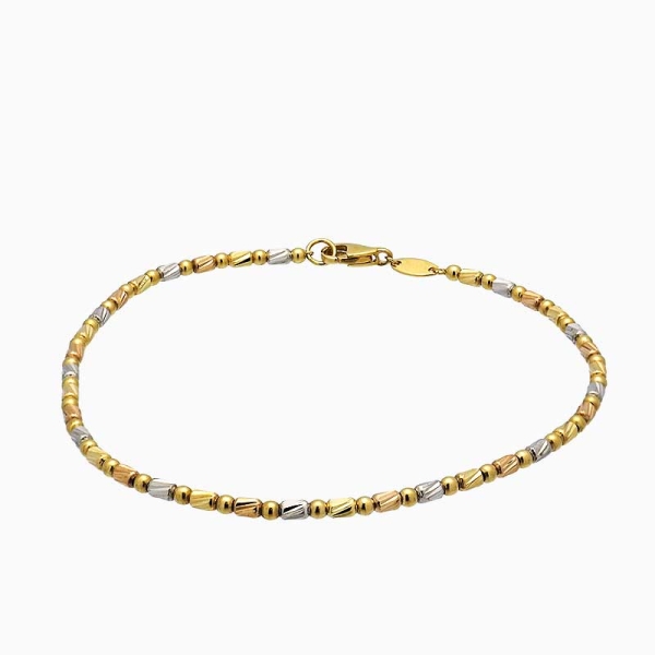 Pulsera articulada redonda en oro tricolor