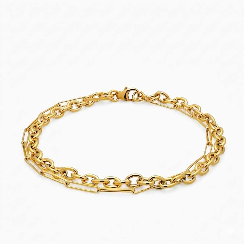 Pulsera articulada doble en oro amarillo