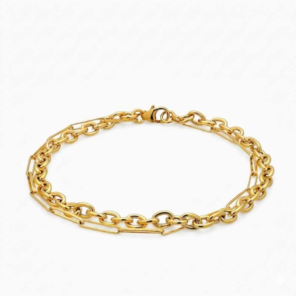 Pulsera articulada doble en oro amarillo