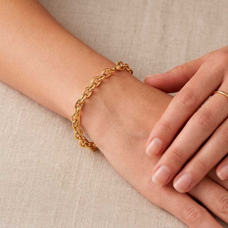 Pulsera articulada doble en oro amarillo 2