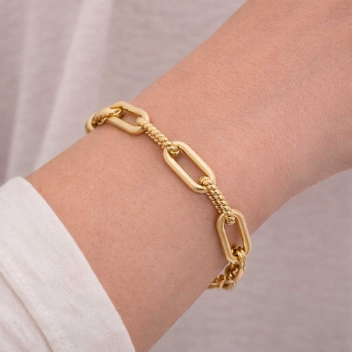 Pulsera articulada de eslabones grandes en oro amarillo