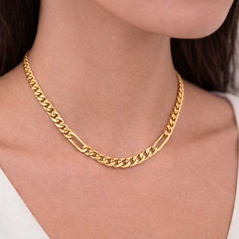 Gargantilla barbada en oro amarillo 2