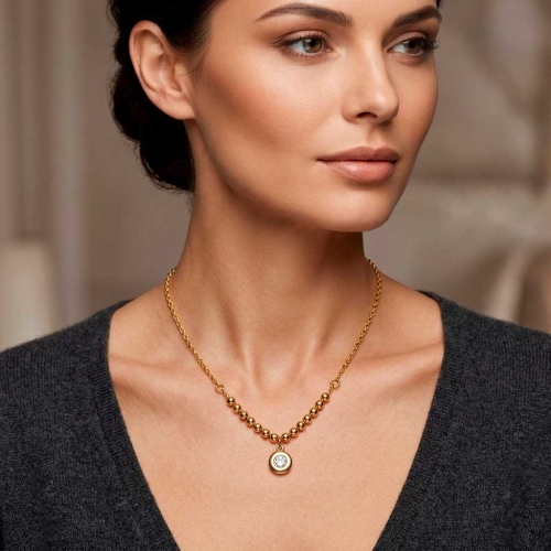 Gargantilla con circonita en oro amarillo