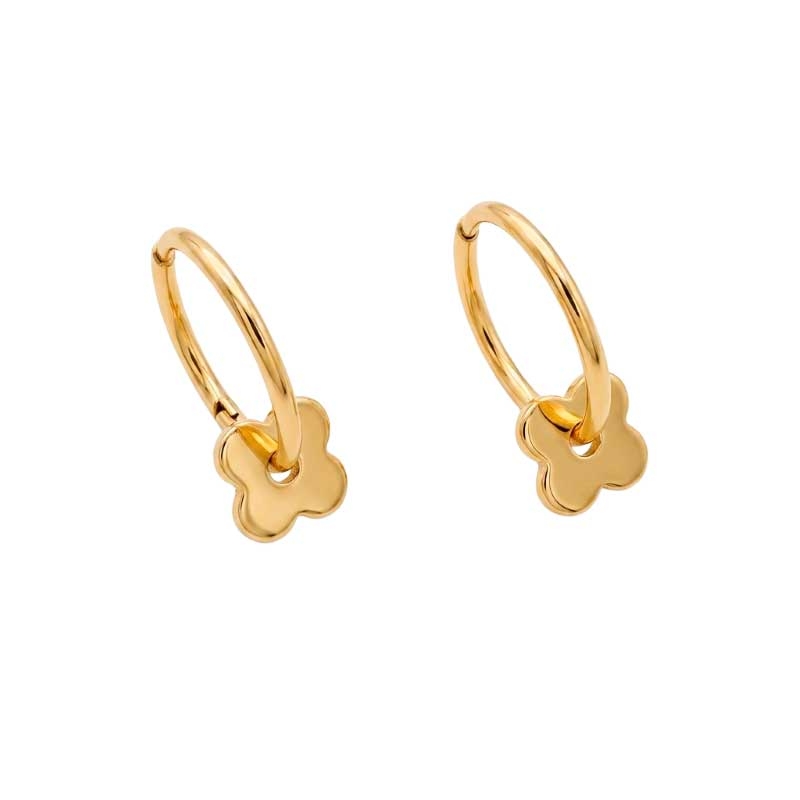 Pendientes trébol de oro amarillo y circonitas