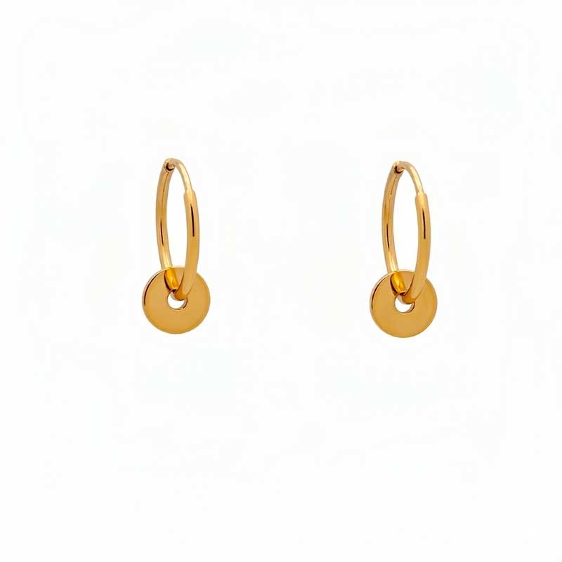 Pendientes de aro con colgante en oro amarillo