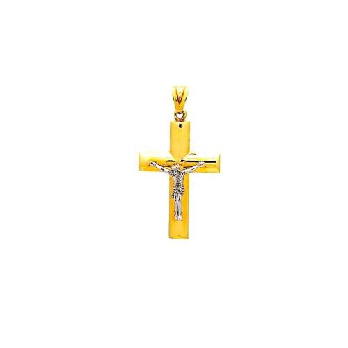 Cruz con Cristo en oro amarillo y blanco