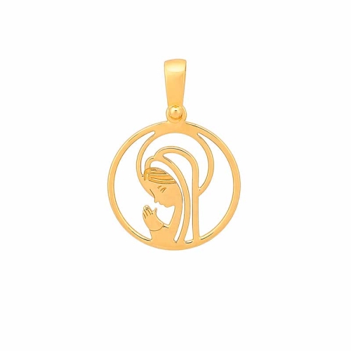 Medalla silueta de la Virgen Niña en oro amarillo