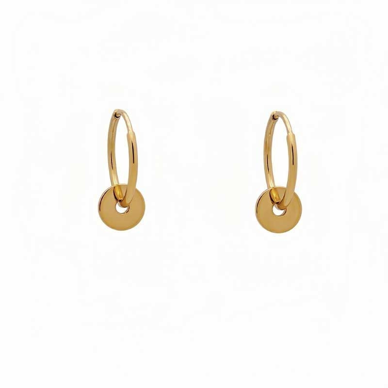 Pendientes de aro con colgante en oro amarillo
