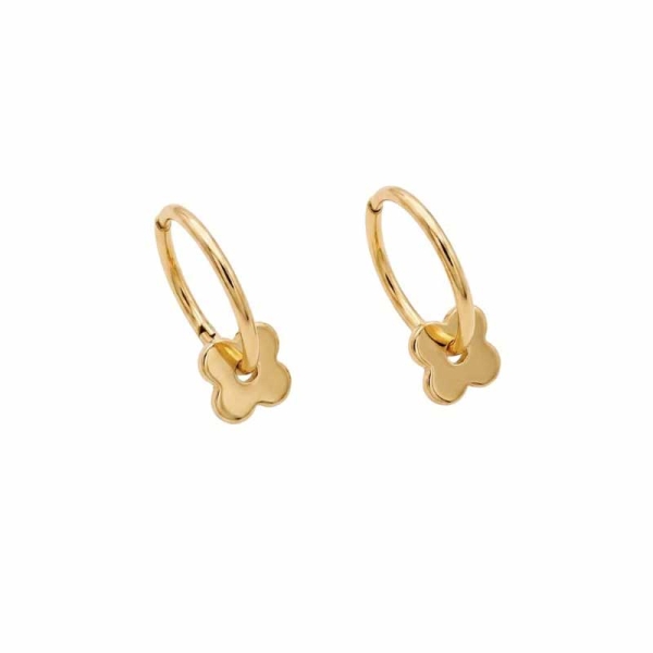 Pendientes trébol de oro amarillo y circonitas