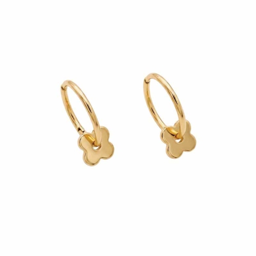 Pendientes trébol de oro amarillo y circonitas