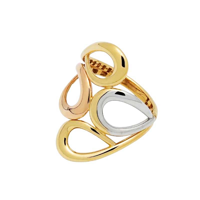 Sortija ancha en oro tricolor