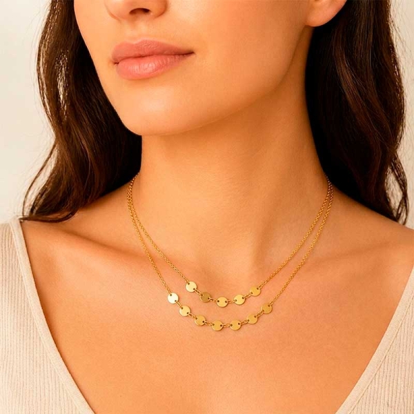 Gargantilla doble en oro amarillo