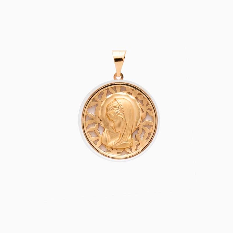 Medalla bicolor de la virgen niña en oro de 18 ct | Joyería Firenze