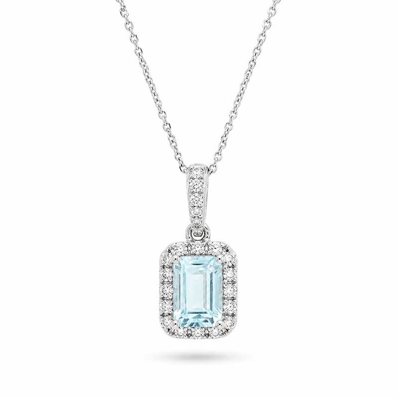 Colgantes de aguamarina con diamantes en oro blanco