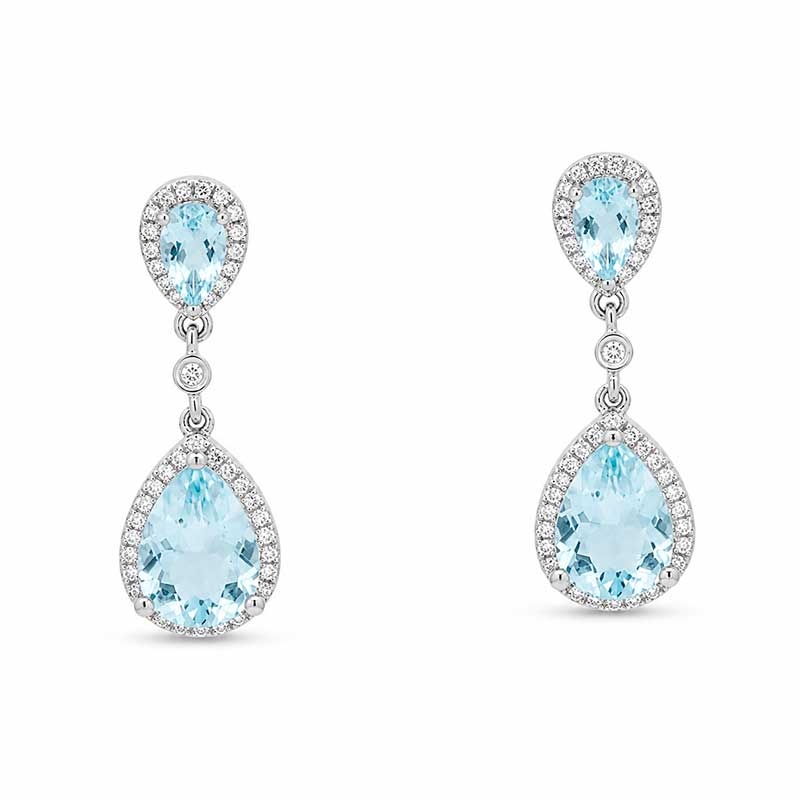 Pendientes de aguamarina y diamantes en oro blanco
