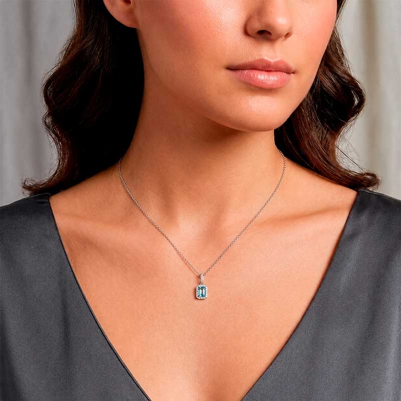 Colgantes de aguamarina con diamantes en oro blanco 2