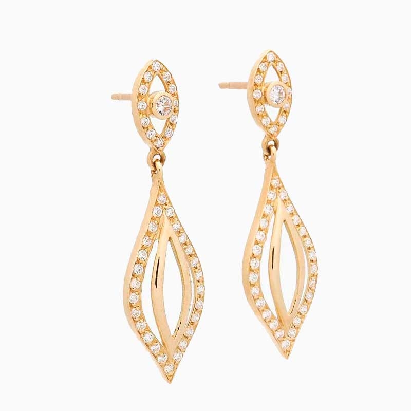Pendientes de estilo romántico en oro amarillo y circonitas | Joyería 2