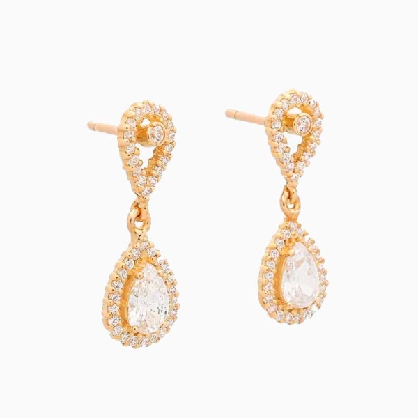 Pendientes de estilo clásico en oro amarillo y circonitas | Joyería Fi