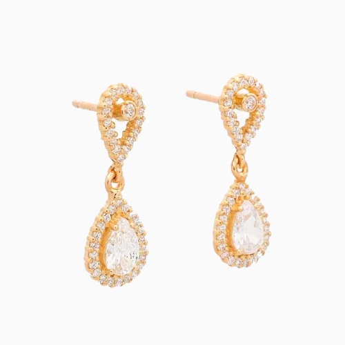 Pendientes de estilo clásico en oro amarillo y circonitas | Joyería Fi