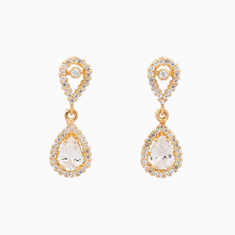 Pendientes de estilo clásico en oro amarillo y circonitas | Joyería Fi